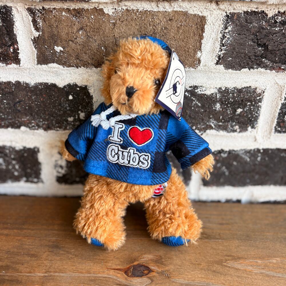 2010 Good Stuff Chicago Cubs Teddy Bear Plush I Love Cubs Hoodie MLB With Tags